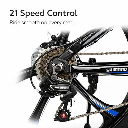 Image of X6 Series 21-Speed Gear Cycle for Men | Foldable 26-Inch Bicycle with Alloy 6-Spoke Mac Wheels, Dual Disc Brakes & Dual Suspension | City & Off-Road MTB Bike (Black 6 Spoke)