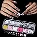 Teenitor Square Nail Tips with Nail Charms Nail Art Brushes, 240pcs XXL Fake Nails with Nail Stand for Extensions, Clear Acrylic Nail Tips Gel Nails Long Full Coverage