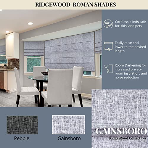 CHICOLOGY Roman Shades for Windows, Roman Window Shades, Roman Shades, Window Treatments, Window Shades for Home, Window Shade, Lexington Gainsboro (Blackout), 23" W X 72" H