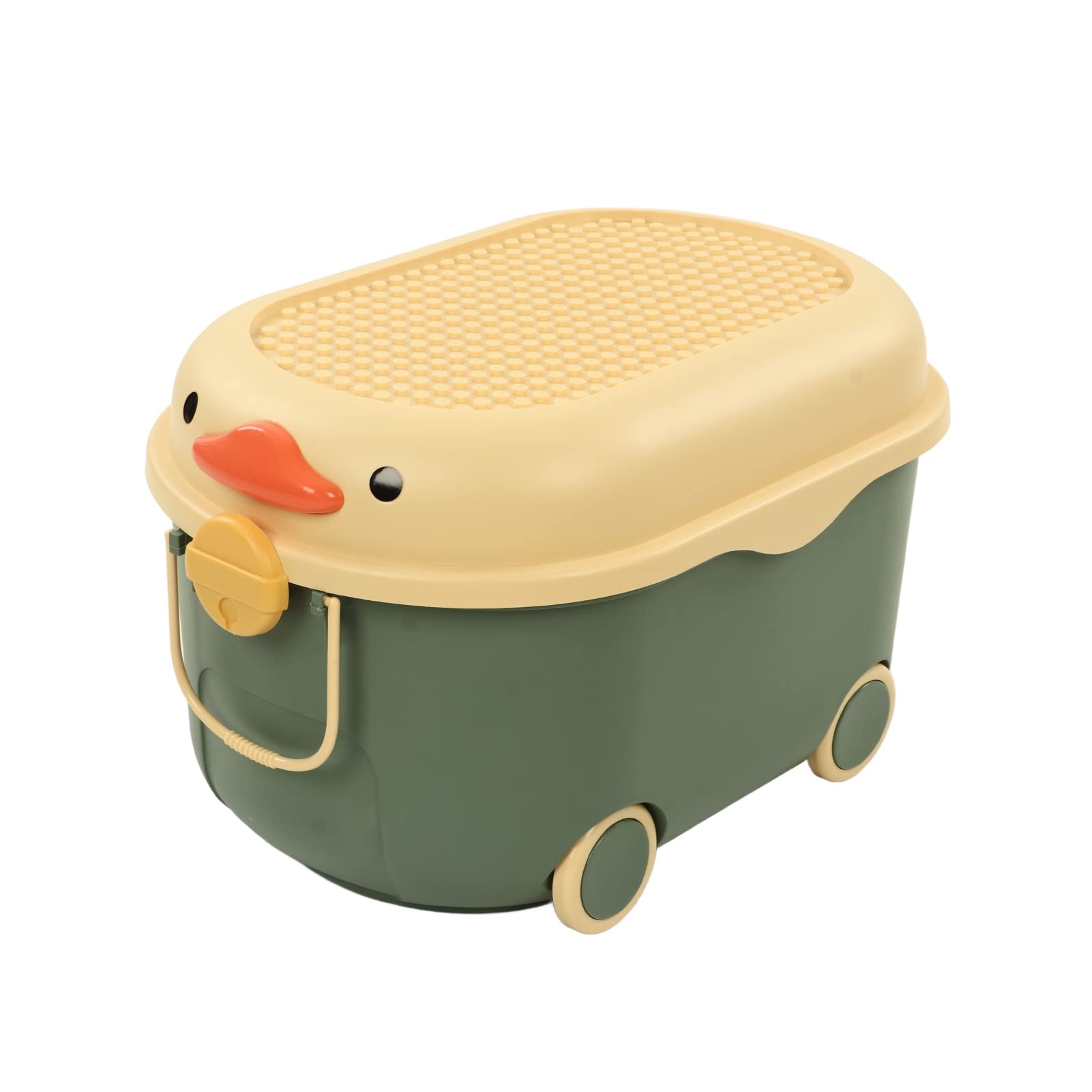 Aramox Scatola Portaoggetti per Giocattoli, Simpatico Organizer in Plastica per Bambini con Copertina a Forma di Anatra con Ruote, Grande capacità per Giocattoli e Vestiti (verde (grande))