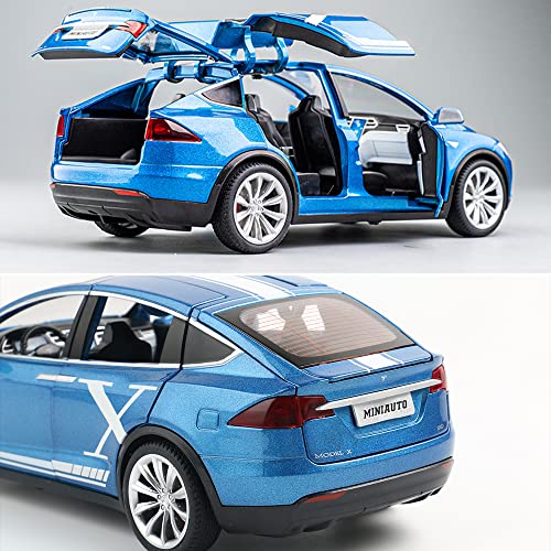 1/24 Scale Diecast Model X Toy Car, Alloy Casting Pull Back Collectible Car Vehicles With Sound And Light, Eagle Wing Door, Big Model X Car Model Toy For Kids Adults Gift (Blue) #TOP7