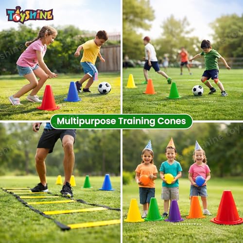 Image of Toyshine 9 Inches Plastic Multicolored Stacking Cones | Perfect for Sports Training | Set of 6, (SSTP)