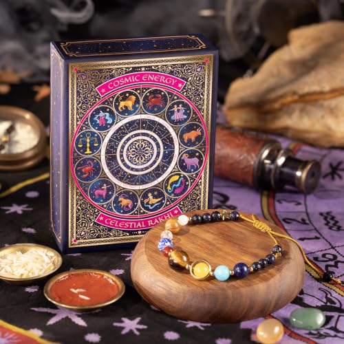 Image of Phool Celestial Cosmic Energy Rakhi for Brother | 9 Natural Stone Beads with Tiger Eye, Lapis Lazuli, Amazonite & Crystal Quartz | Spiritual Rakhi for Brother | Raksha Bandhan Gift