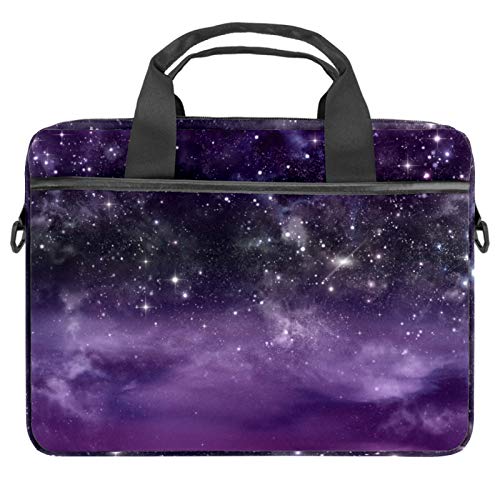 Sacoche ordinateur 13" violette galaxie imprimé spatial avec bandoulière