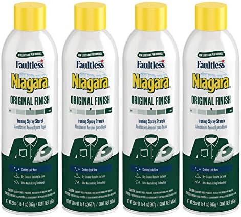 Liquid Starch Iron Spray (4-pack, 20 oz) - Niagara Starch Spray Iron Aid: Non-Flaky/Clogging | Durafresh Scent - Original Hold Iron Out Spray - Iron Spray Pack for Clothes & Fabrics…