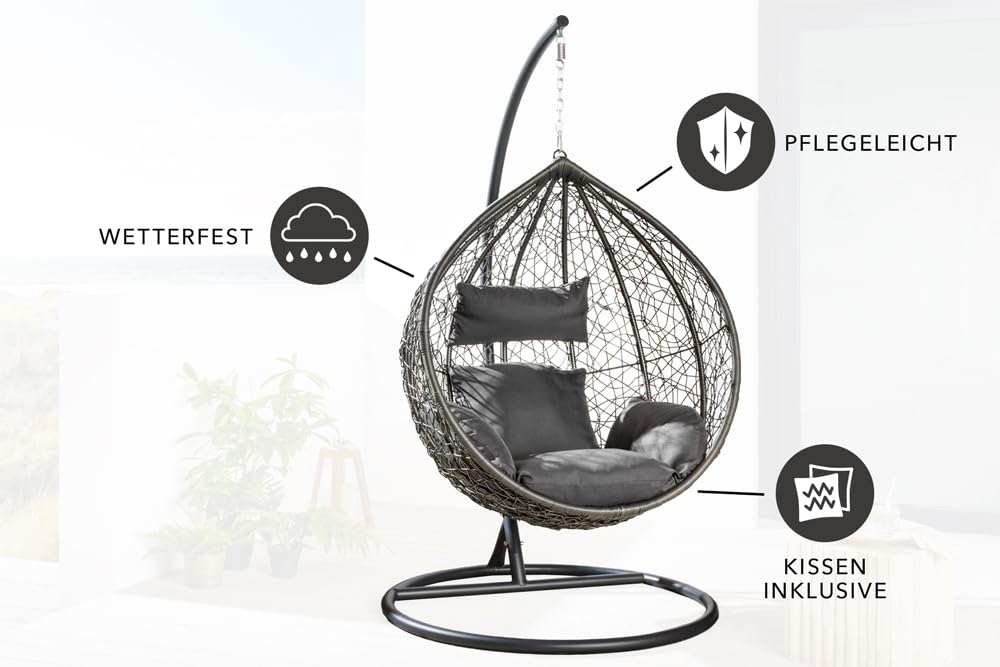 riess-ambiente Outdoor Hängesessel LOFT anthrazit grau Gartenstuhl inklusive Kissen wetterfest