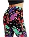 sissycos Women's 80s Leggings Artistic Splash Printed Buttery Soft Stretchy Pants (X-Large, Color Splash Black)