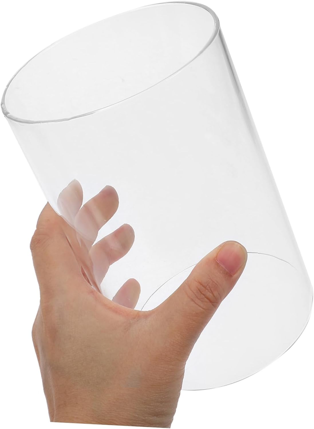 2pcs Cylindrical Glass Candle Holders Open Ended Pillar Candle Shades Borosilicate Glass for Indoor and Outdoor Use