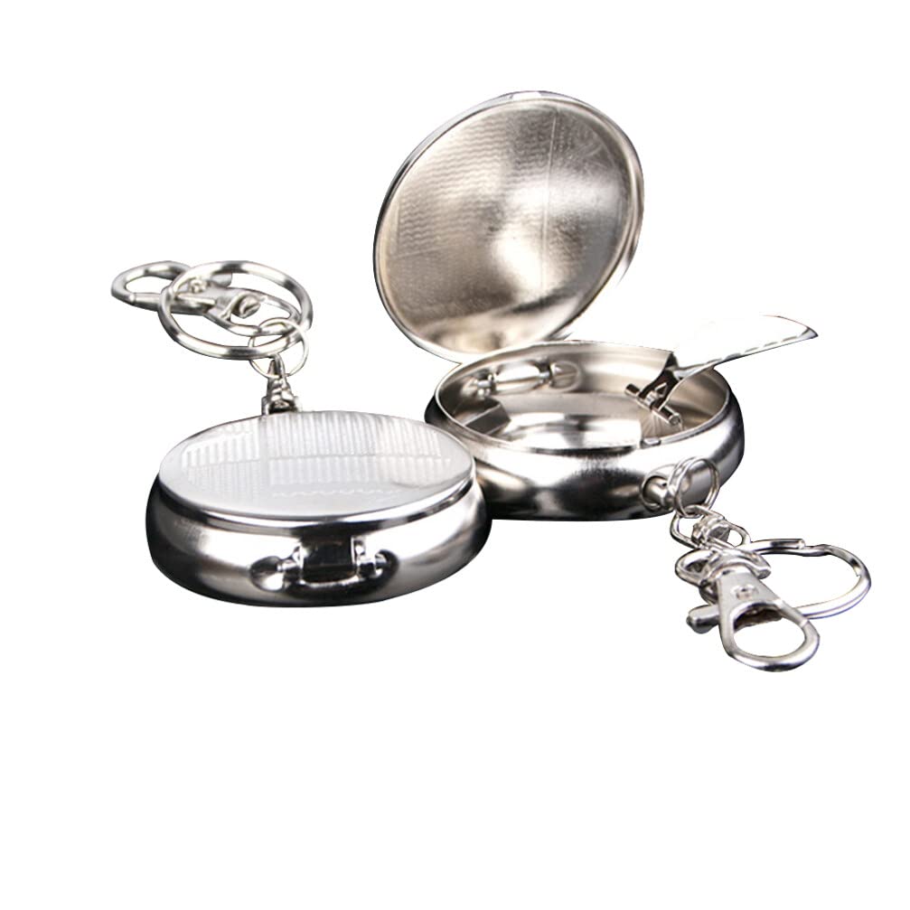 VORCOOL2 Piece Stainless Steel Mini Circular Pocket Ashtray Keyring