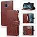 Produktbild Karomenic PU Leder Hülle kompatibel mit Samsung Galaxy A5/A8 2018 3D Blumen Prägung Handyhülle Brieftasche Reißverschluss Schutzhülle TPU Klapphülle Ständer Wallet Flip Case Cover Schale Etui,Braun