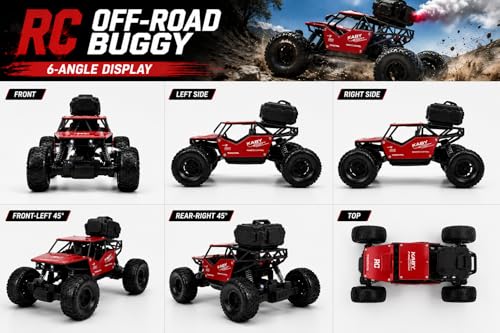 Image of Braintastic Rock Climbing RC Cart Off-Road Rock Crawler Truck Vehicle 2.4ghz 2wd 1: 20 Radio Remote Control Car Toys for Kids 5+ Years (Red)