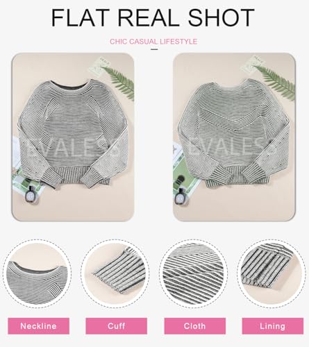 Image of EVALESS Striped Sweaters for Women Boat Neck Batwing Sleeve Oversized Pullover Sweater Tops Womens Fall Clothes Outfits
