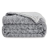 BEDSURE Kuscheldecke 220x240 Decke Sofa - Wohndecke Strickdecke Große, Sofadecke Doppelgesicht Extra Weich, Kuscheldecke Flauschig XXL Wohnzimmer, Wolldecke Grau, Couchdecke Sofa überwurfdecke