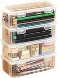 4 Pack Clear Pencil Box with Snap-Tight Lid,7.48x3.54x2.36 In Large Transparent Stationery Storage Organizer, Stackable Plastic School Supply Box for Pencils, Art Supplies, Classroom & Office