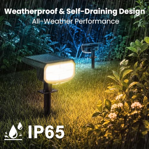 Image of JEJOT Solar Spot Lights Outdoor Waterproof, Solar Spotlights, 8 Pack | 8 Lighting Modes, 120 Adjustable Solar Lights for Yard Garden Lawn Landscape Pathway, Multicolor