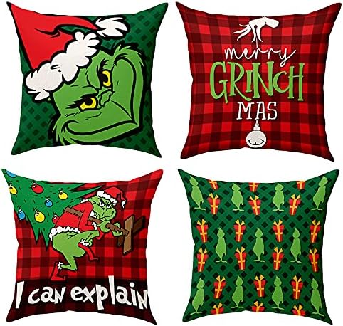 Christmas Pillow Covers 16x16 Set of 4 Cushion Case for Sofa Couch Decoration