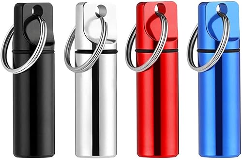 Miniatura 2 de Llavero pequeño de bolsillo para pastillas, mini organizador de pastillas de aleación de aluminio portátil, almacenamiento de pastillas, soporte de