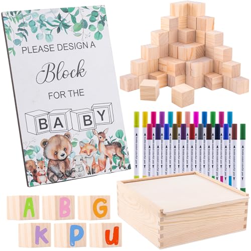 98 Piece Baby Shower Games Set, DIY Holzklötze Spiel mit
