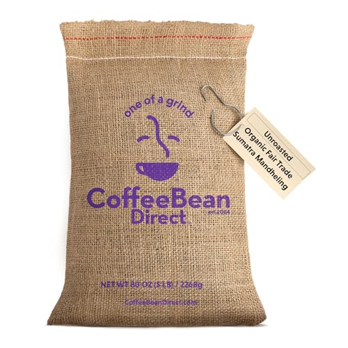 Coffee Bean Direct Unroasted Organic Fair Trade Sumatra Mandheling, 5lb Bag