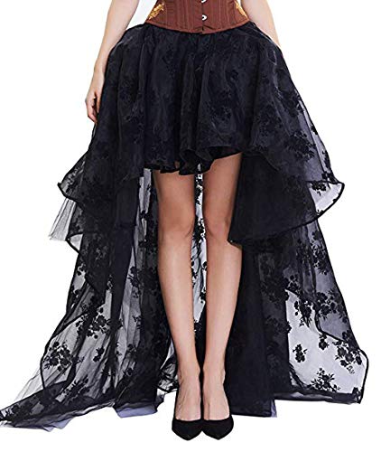 Women's Renaissance Skirt Black Lace Victoria Gothic Long Maxi Skirt Party