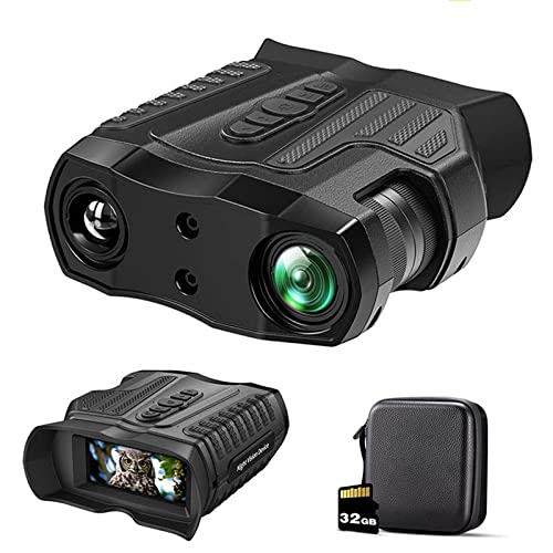 暗視ゴーグル、 32G ナイトビジョン双眼鏡大人用ゴーグル IR 10x 光学ズーム 4000mAh ブラック 充電式狩猟戦術キャンプ