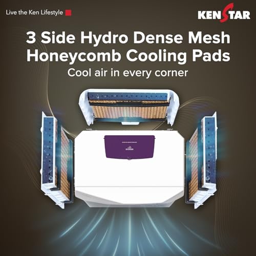 Image of Kenstar Aeroglide HC 80 Air Coolerfor Home|For Larger Room|BIG ICE Chamber|Anti-Bacterial Honeycomb Pads|High-Speed |Invertor ready|50Ft Air Throw|1-Yr Product Warranty|White & Purple