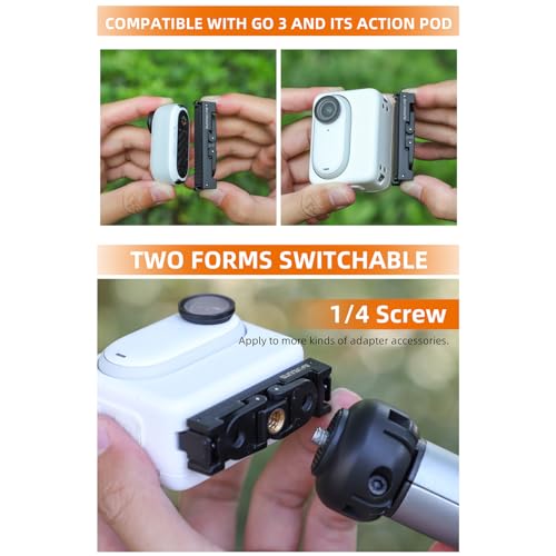 Image of Magnetic Quick-Release Mount for Insta360 Go 3s Accessories - Aluminum Alloy Camera Mount Adapter with 1 /4 inch Threaded Port for Tripods & Selfie Sticks, Vlogging