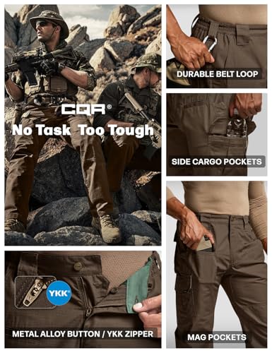 Image of CQR Men's Tactical Pants, Water Resistant Ripstop Cargo Pants, Lightweight EDC Work Hiking Pants, Outdoor Apparel