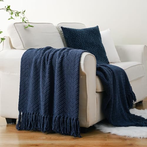 Image of BATTILO HOME Navy Blue Throw Blanket for Couch, 60 inchx80 inch