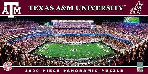 Image of MasterPieces 1000 Piece Jigsaw Puzzle - NCAA Texas A&M Aggies Panoramic Football Stadium View, Fun for Adults & Family, 13 inchx39 inch, Eco-Friendly, Challenging & Relaxing