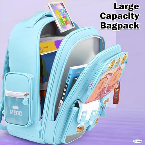 Image of FunBlast Capybara Backpack for Kids - Cute Cartoon School Bag with Multiple Pockets & Keychain, Spacious 20L Bagpack for School, Travel & Picnic - 40 x 30 x 17 cm