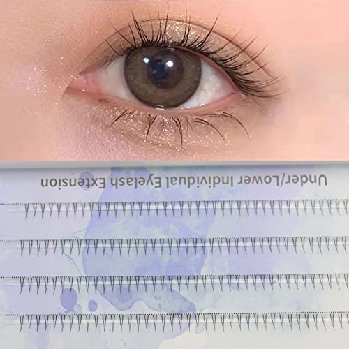 Daoder False Eyelashes Bottom Lashes Individual With Eyelash Glue Lower Lash Extension Kit For Self Application 6Mm 200Pcs Under Fake Eyelashes (V Bottom Lashes) #TOP1