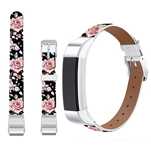 Jolook for Fitbit Alta HR Leather Band,Jolook Replacement Leather Wristband Straps Bands for Fitbit Alta HR/for Fitbit Alta - Pink Rose