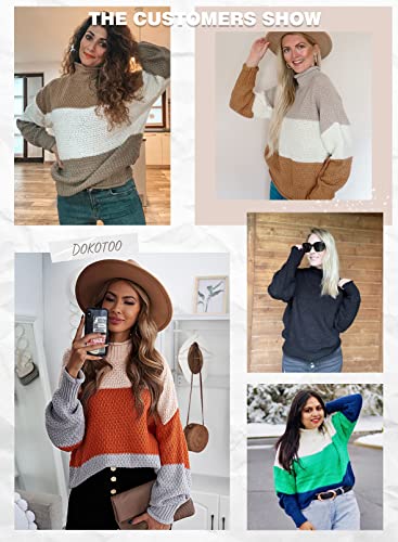Dokotoo Womens Turtleneck Sweater High Neck Batwing Long Sleeve Ribbed Cozy Chunky Pullovers Sweaters Casual Winter Knitted Outerwear Jumpers Green Large #TOP4