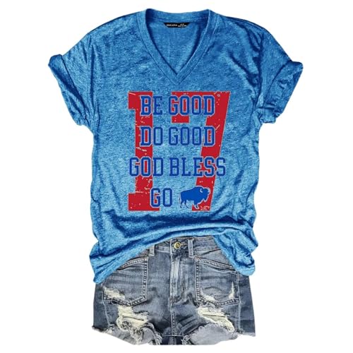 Akcegcll Be Good Do Good God Bless Go Bills Shirts for Women Funny Graphic V Neck Clothing T Shirts