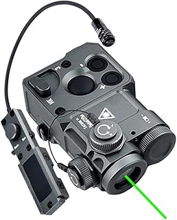 PST4 Metal Box Laser Sights, Red/Green/Blue Laser Sight+IR Laser, with Remote Pressure Switch, Fit 20mm Rail, 4-Level Laser Brightness, 5 Function Modes, Grey - AWETHE