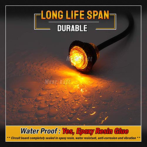 Meerkatt (Pack Of 10 3/4 Inch Mini Clear Lens Amber Light Round Side Marker Lamp Smd 2835 Bulbs For Pickup Trailer Truck Lorry 12V Dc With Resin 3Led-Hl #TOP3