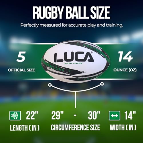 Image of LUCA Rugby Ball Sizes 3, 4 & 5 Hand Stitched Super Grip 3-Ply Construction | Synthetic Leather, Training & Matches, Professional Durable Youth Adults Ball, Waterproof Surface for College & Club Practice