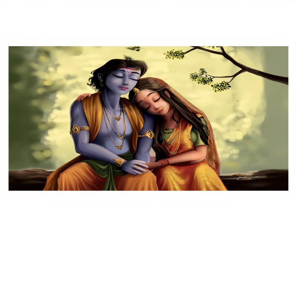 Radha Krishna Wall Canvas Painting | Divine Love Artwork of Lord Krishna & Radha Ji | Religious Spiritual Wall Décor for Living Room, Pooja Room, Bedroom & Office | Premium Canvas Art Board 18mm, OG-01-image-45