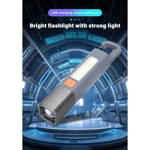 Image of LED Flashlight Rechargeable Hand Torch With Telescopic Zoom And Carabiner