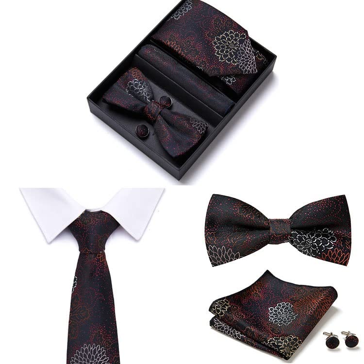 Set de 4 piezas para hombre con corbata slim y pañuelo en caja regalo miniatura 3