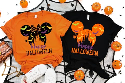 Happy Halloween Shirts for Women Kids Men Toddler Family Vacation Shirts Spooky Matching Family Shirts for Vacation Set Haloween Tees2