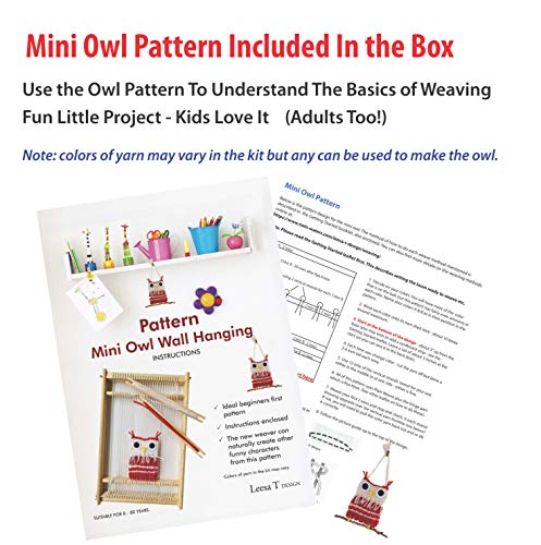 Leesa T Weaving Loom Kit For Kids Or Beginner Adults. Set Includes Yarn, Instructions, Beginner Owl Pattern. 13"X10" Ready To Use, Complete First Project Straight Out Of The Box. Multi-Craft Loom. #TOP3
