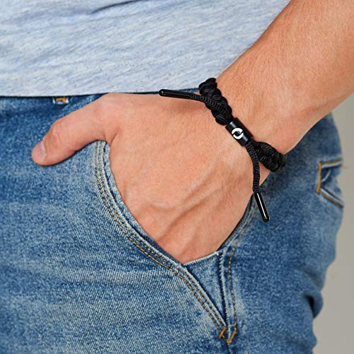 Black Paracord Bracelet for Men | Adjustable Gift for Him | Black Clasp Color 13