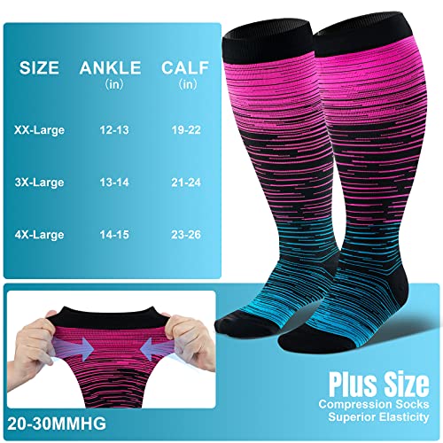Image of bropite 3 /4 Pairs Plus Size Compression Socks for Women & Men 20-30 mmhg-Extra Wide Calf Support Socks for Medical,Running