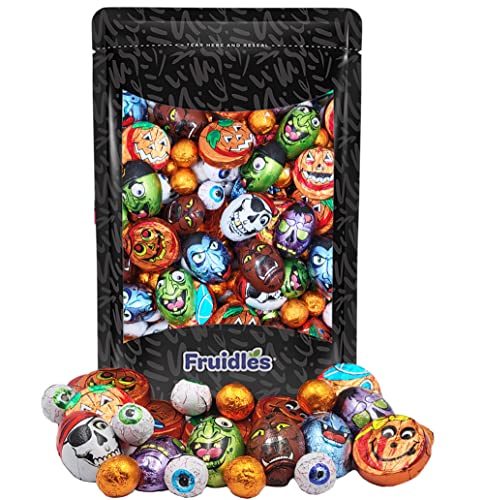 Photo 1 of Exp 8/25 2pc Fruidles Halloween Tricky Treat Master Bag, Trick-Or-Treat Party Bag Fillers, Individually Wrapped in Multi-color Design Foils, Kosher Certified (1 Pound) Milk Chocolate 1 Pound (Pack of 1)