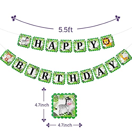 Dalaber Jungle Animals Happy Birthday Banner - Safari Wild Themed Birthday Party Decorations, Baby Kids Wild One Boy Baby Shower Party Supplies #TOP2