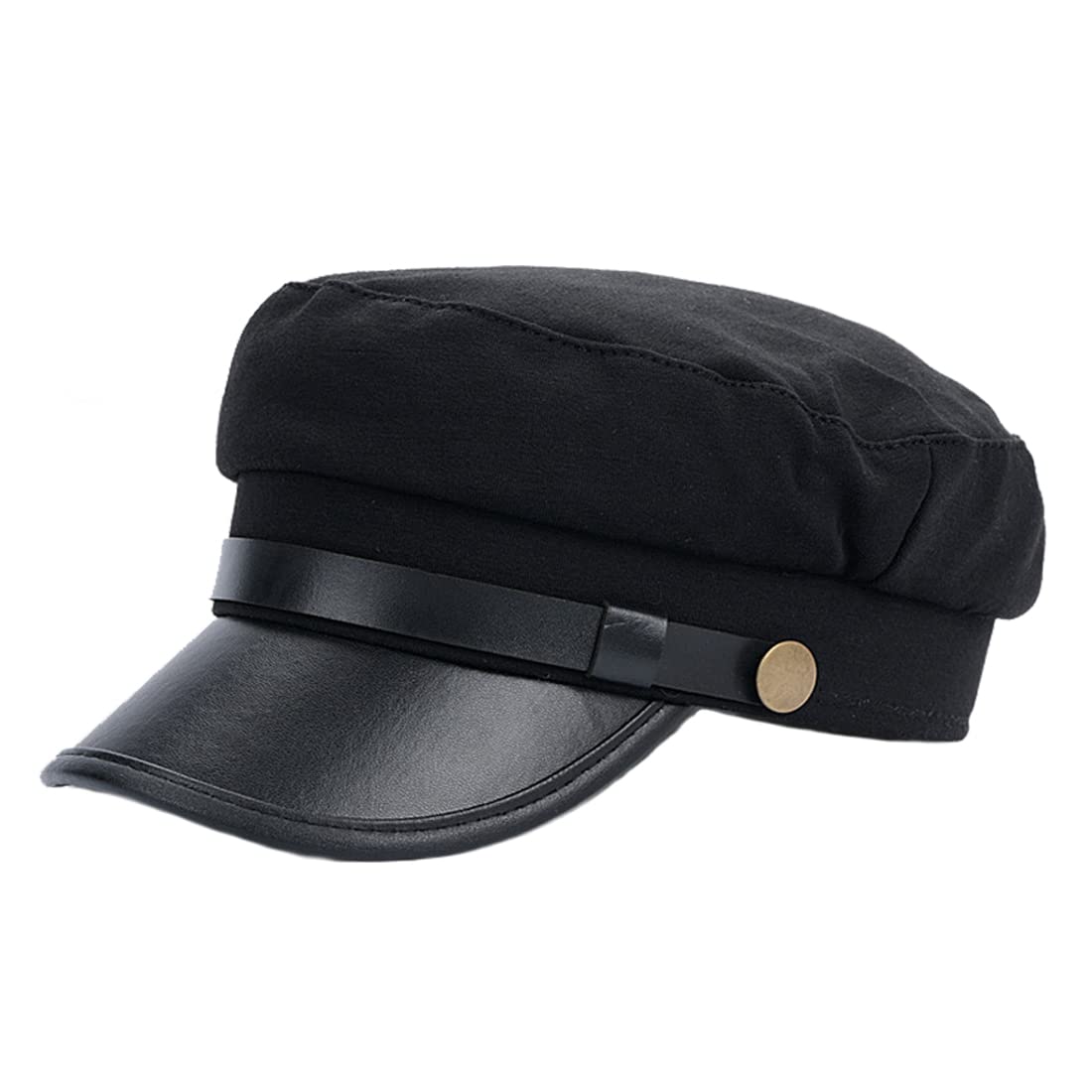 BamboopackBlack Chauffeur Hat Vintage Newsboy Cap Retro Driver Costume Peaked Beret Hat for Men Women 56-58cm