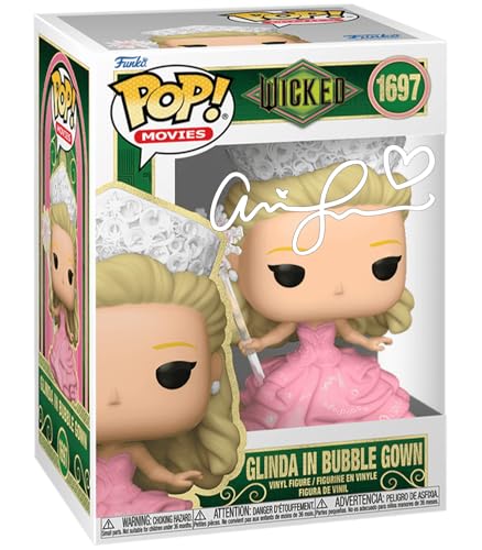 Ariana Grande Glinda #1697 In Bubble Gown Wicked Facsimile Signed Reprint Laser Autographed Funko POP! Movies Figurine with Protector Case