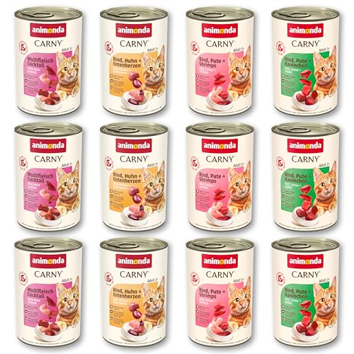 animonda Carny Katzen Nassfutter, Sorten Mix'Kräftige Variation' (12 x 400g), getreidefreies Katzennassfutter ohne Zucker für ausgewachsene Katzen...